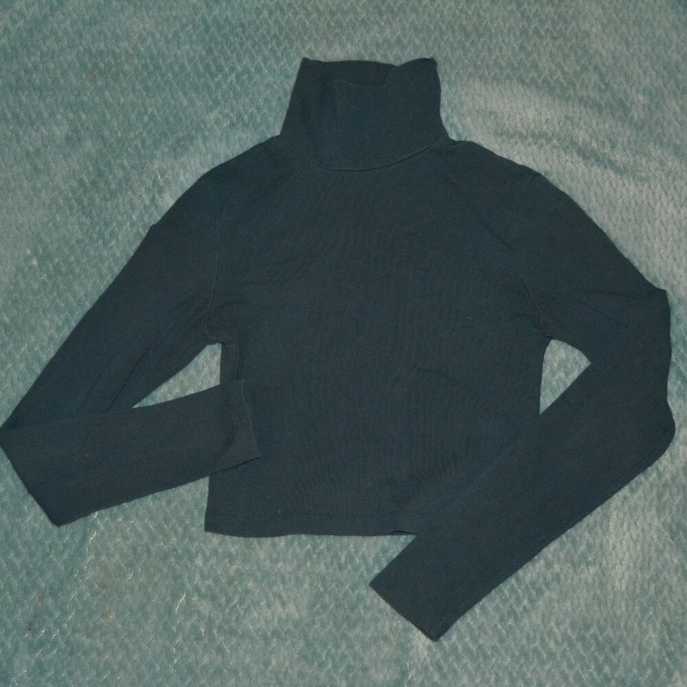 Forever 21 | Cropped Emerald Green Long Sleeve Turtle Neck Top